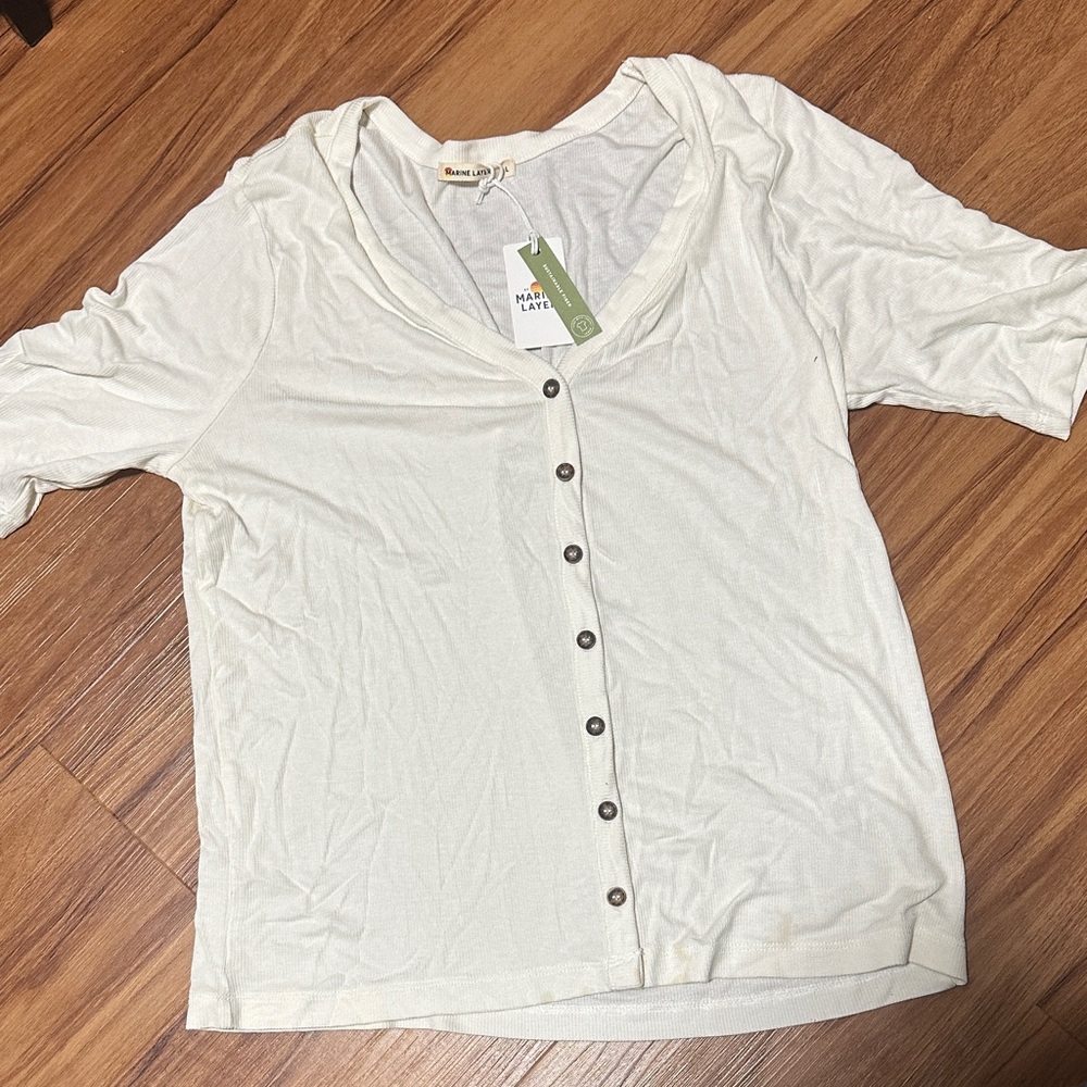 H&M Cream Button-Down Shirt